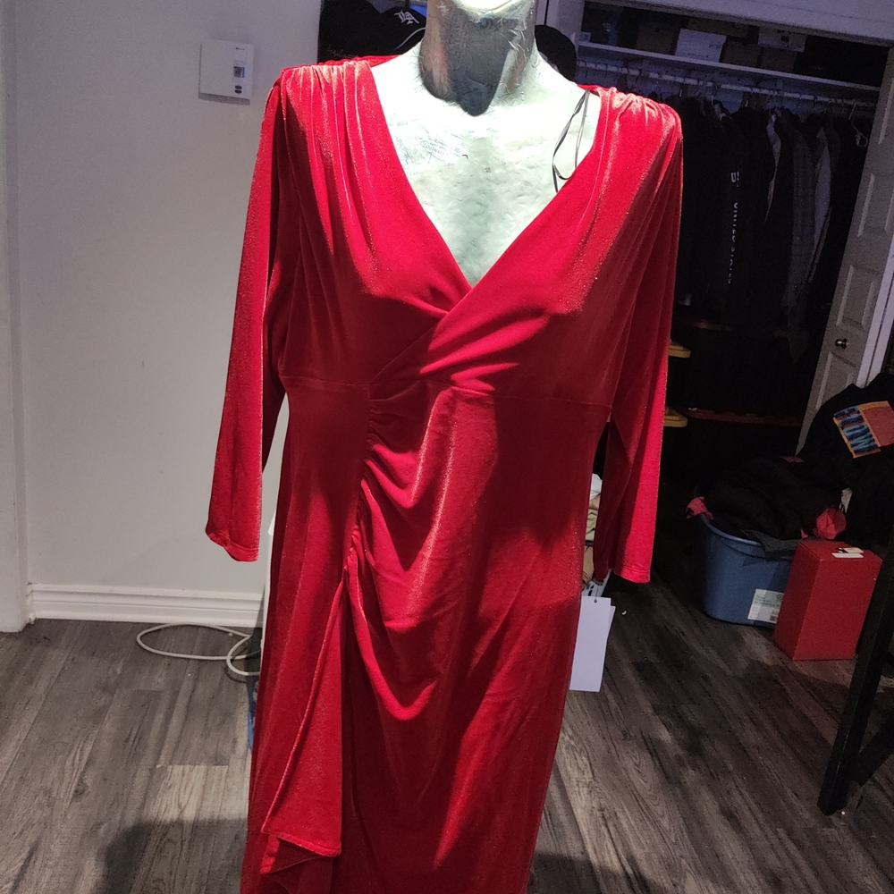 Vibrant Red Long Sleeve Dress